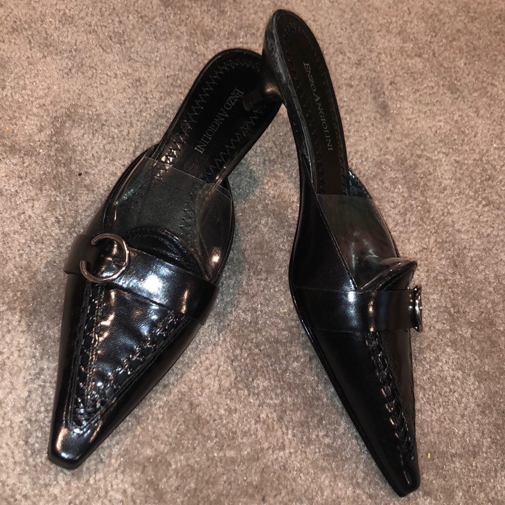 Enzo Angiolini black kitten heel mules 6.5 Brand New